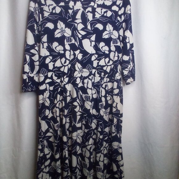 Old Navy Dress L Women Short Sleeve Soft Stretch Floral Blue White - Picture 5 of 16